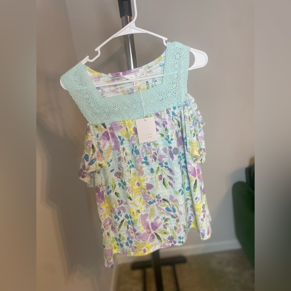 Women’s LC Lauren Conrad Print Lace Yoke Cold Shoulder Too